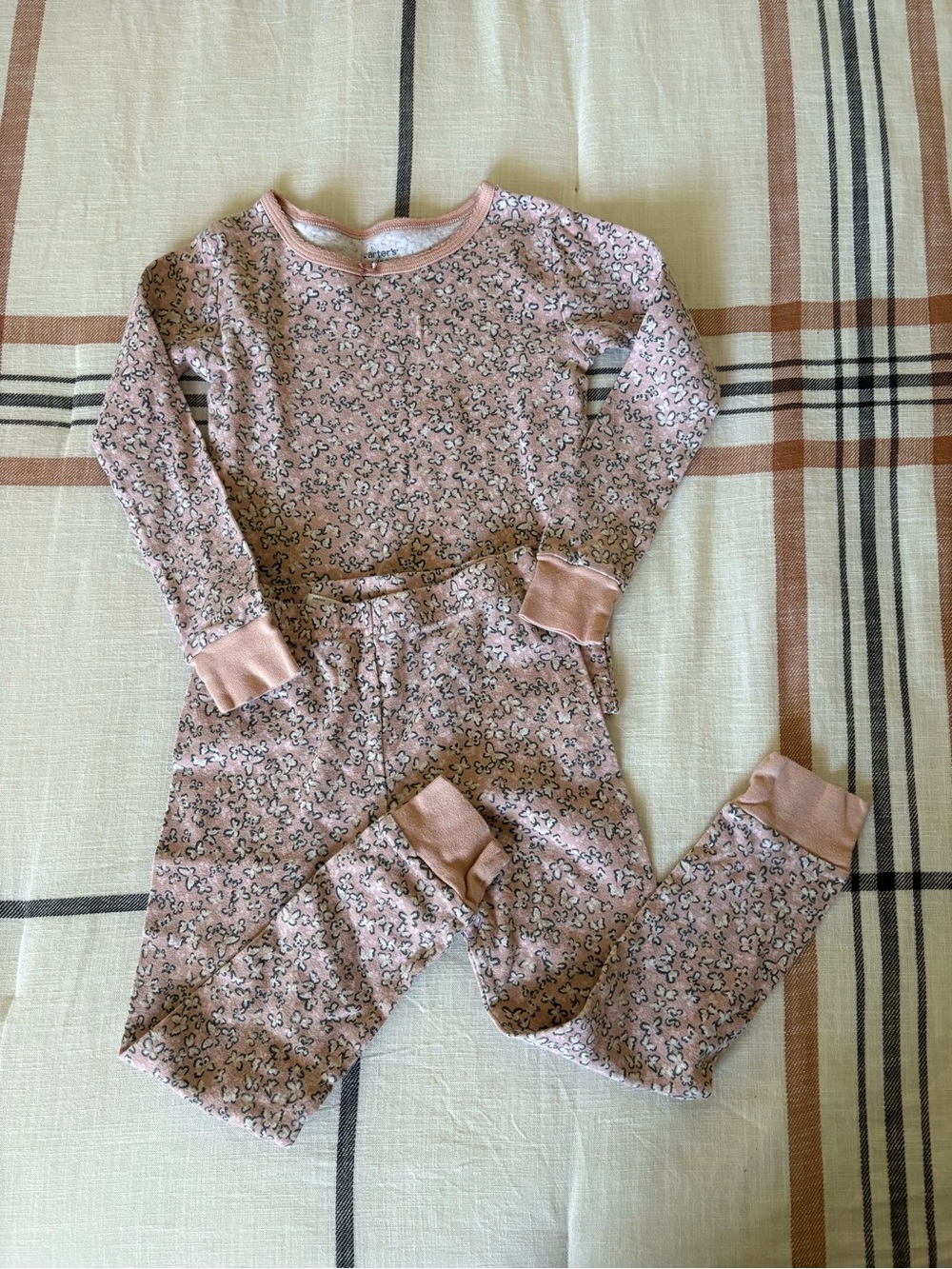 Carter's Pink Butterfly Stretch Cotton Kids Pajama Set
